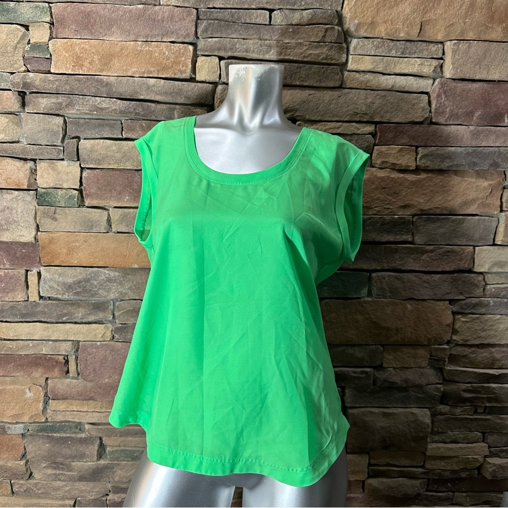 J. Crew Womens Drapey Scoopneck Bright Green blouse  Sz 10